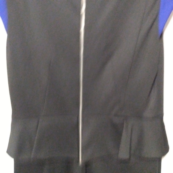 Evan Picone Sheath Suit Dress Black & Blue Peplum Career Chic Colorblock Size 12 - Picture 7 of 8